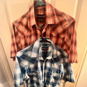 2 Pintlar short sleeve western snap down shirt sz M. In Excellent condition